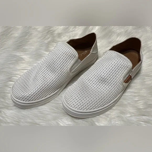 OluKai Pehuea Women’s Breathable White Mesh Slip-On Sneakers - Picture 2 of 13